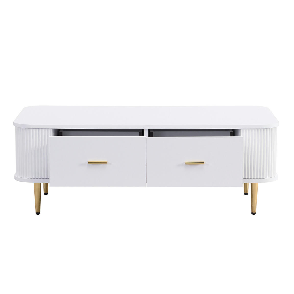 KONFERENČNÍ stolek, 105/51/38 cm bílý, MDF se 4 zásuvkami - bílá, kompozitní dřevo (105/51/38cm) - BEAOK