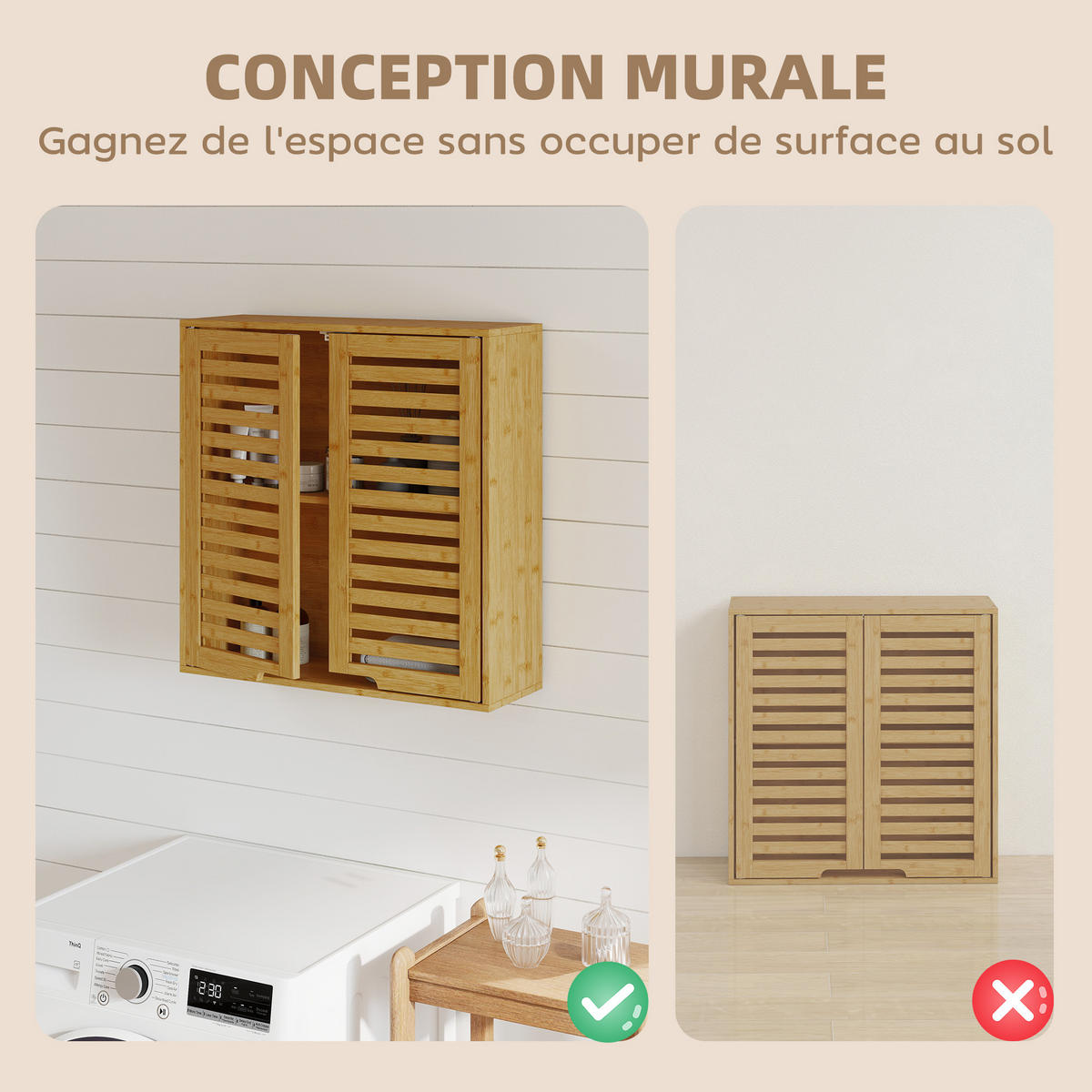 HÄNGESCHRANK Natur 60/20/60 cm - Naturfarben, Holz (60/60/20cm) - PANGIVO