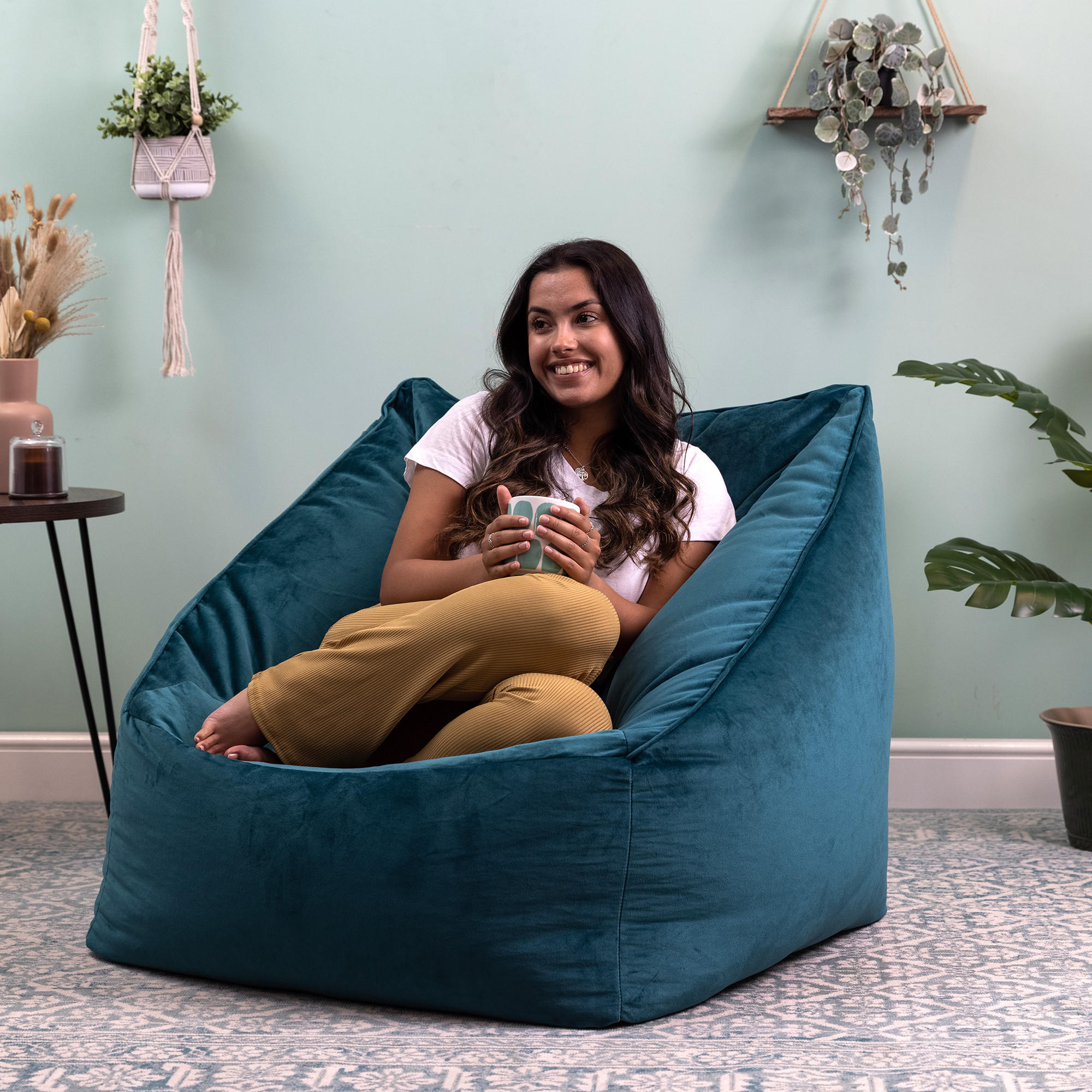 SITZSACK Sessel mit Sitzpouf - Grün, Kunststoff (100/80/88cm) - icon