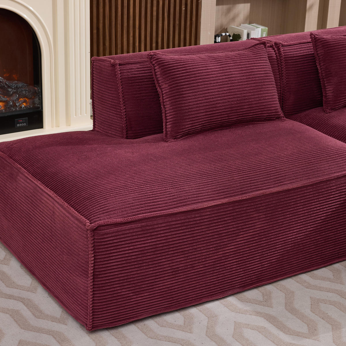 ECKSOFA Polyester Rot mit 2 Kissen - Weinrot, Textil (235/129cm) - WISHDOR