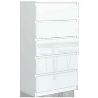 KOMMODE NUDO 70/124,5/39cm mit 5 Schubladen Türen Weiß - Weiß Hochglanz/Weiß, Holzwerkstoff (70/124.5/39cm) - MASSENO