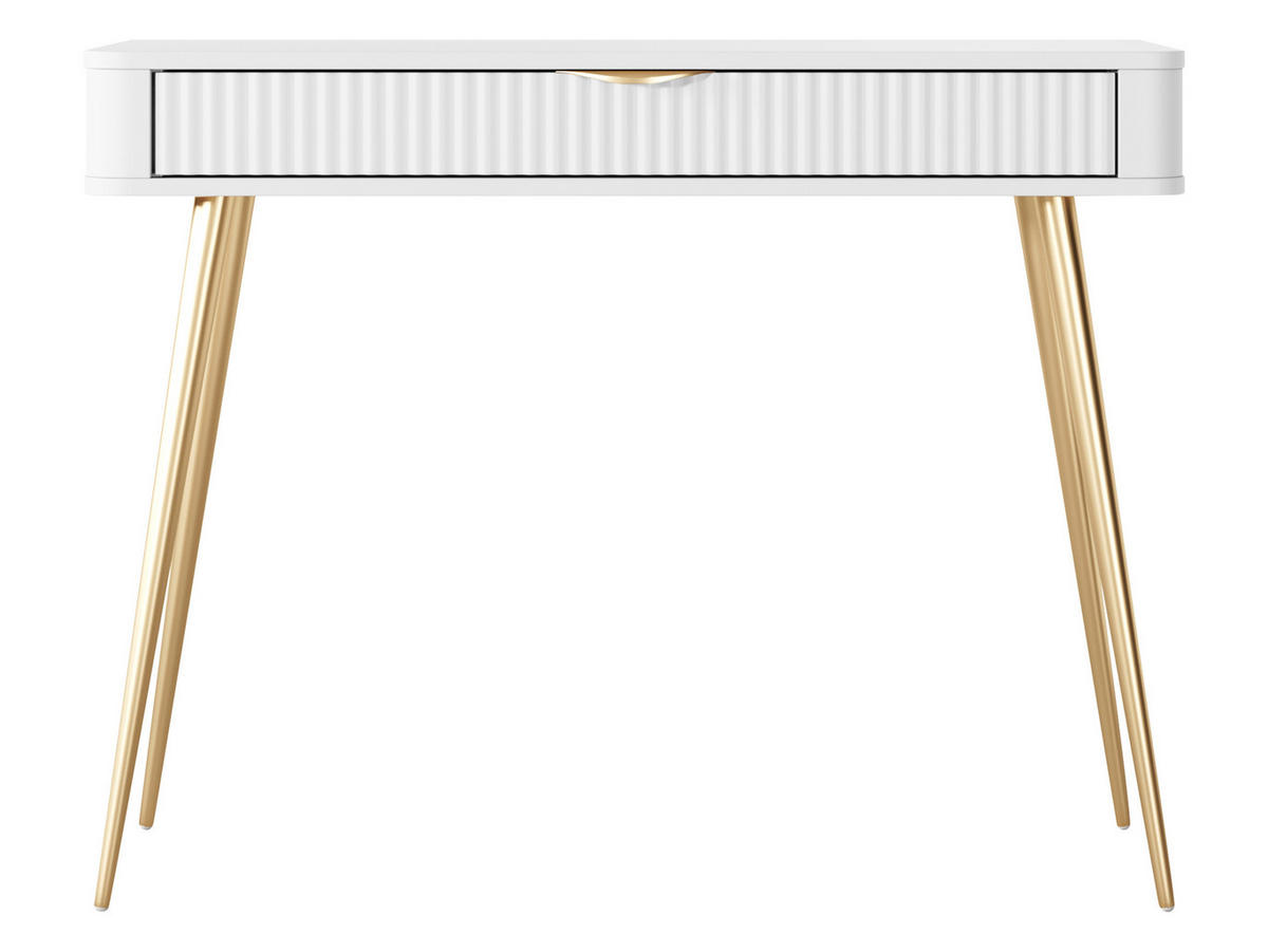 SCHMINKTISCH Lante - Goldfarben/Weiß, Holzwerkstoff/Metall (101/78/38cm) - MIRJAN24