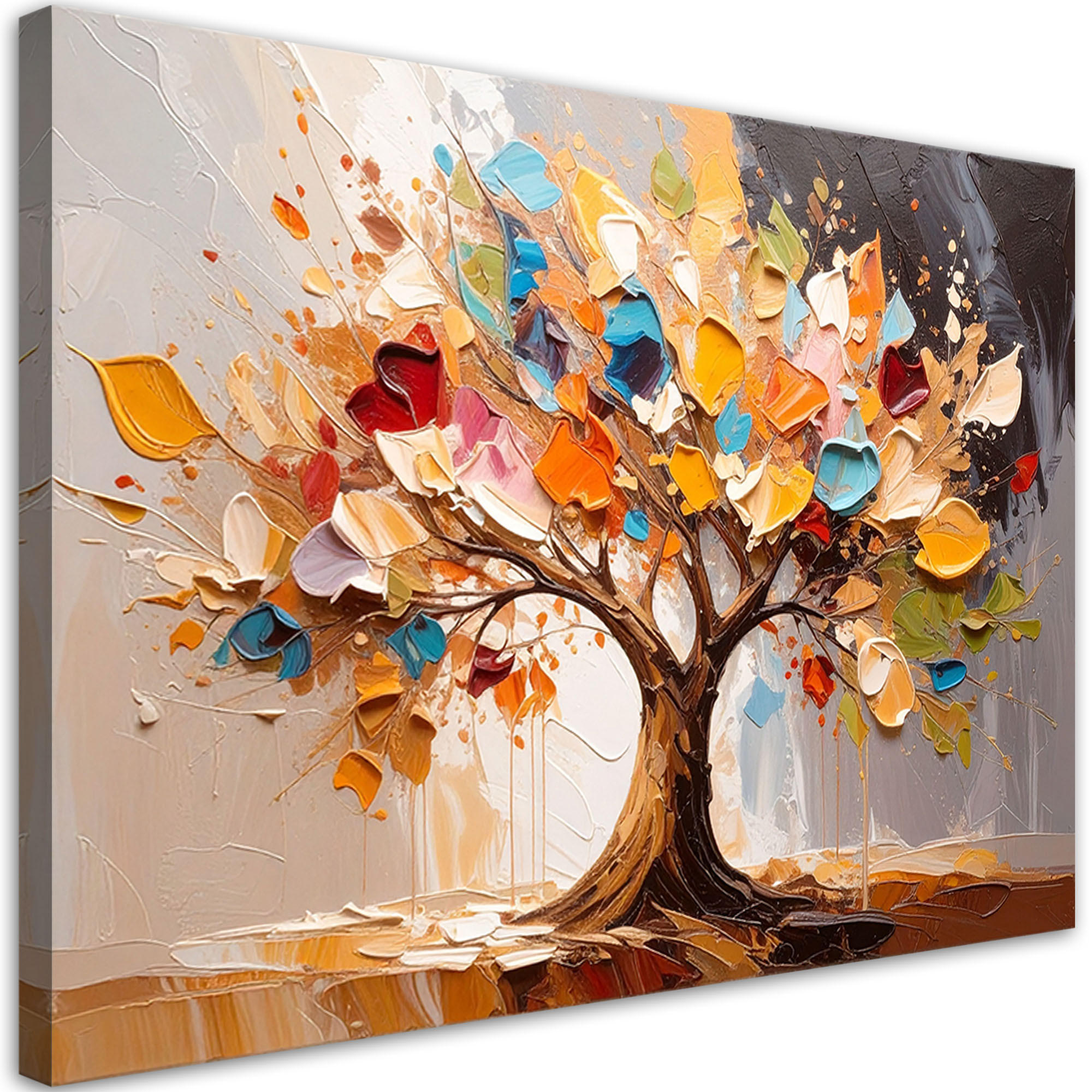 LEINWANDBILD 3D Bunter Baum des Lebens Farbe 120x80cm - Multicolor, Textil (120/80cm) - Feeby