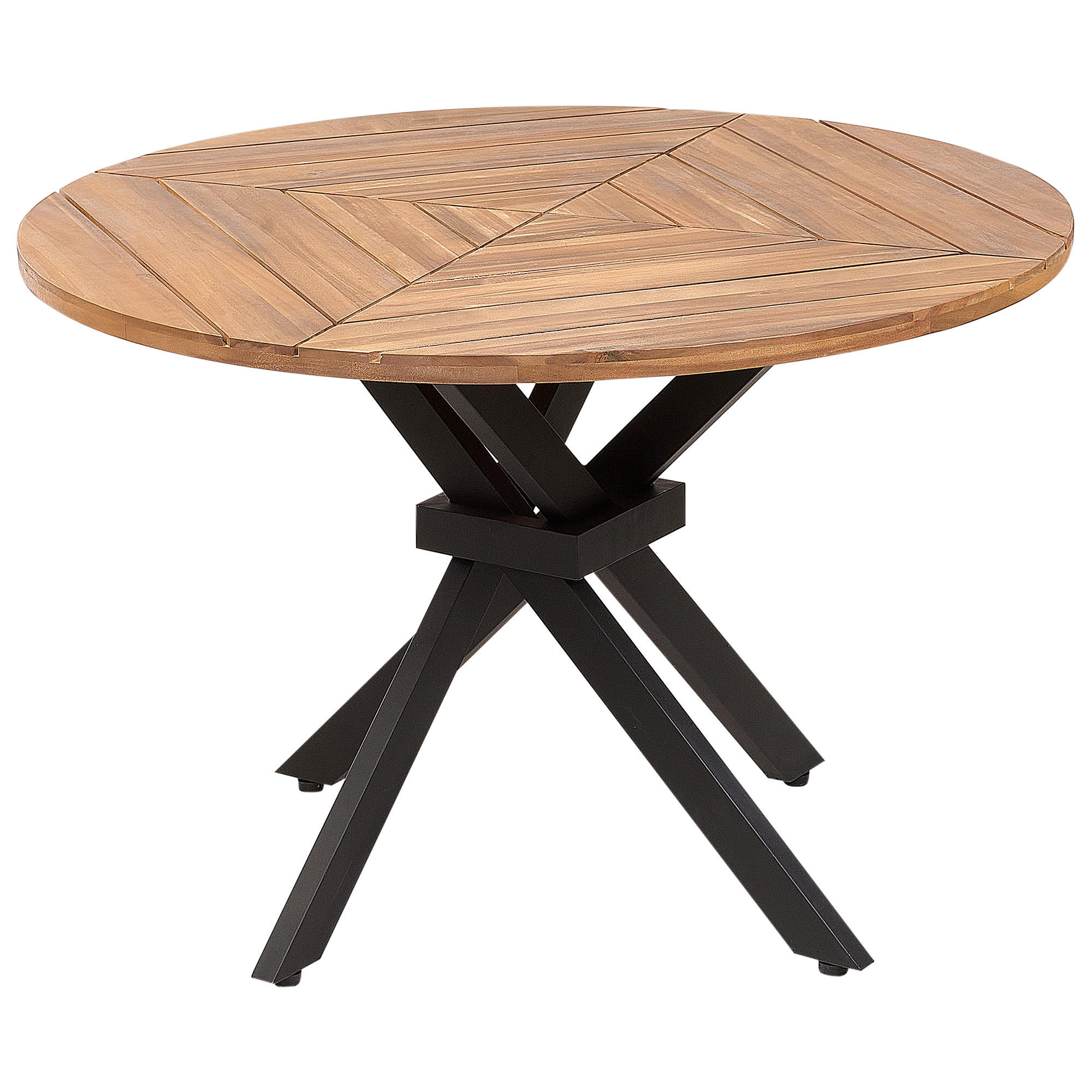 GARTENTISCH Heller Holzfarbton Iissone - Hellbraun/Schwarz, Holz (110/110/75cm) - Beliani