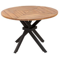 GARTENTISCH Heller Holzfarbton Iissone - Hellbraun/Schwarz, Holz (110/110/75cm) - Beliani
