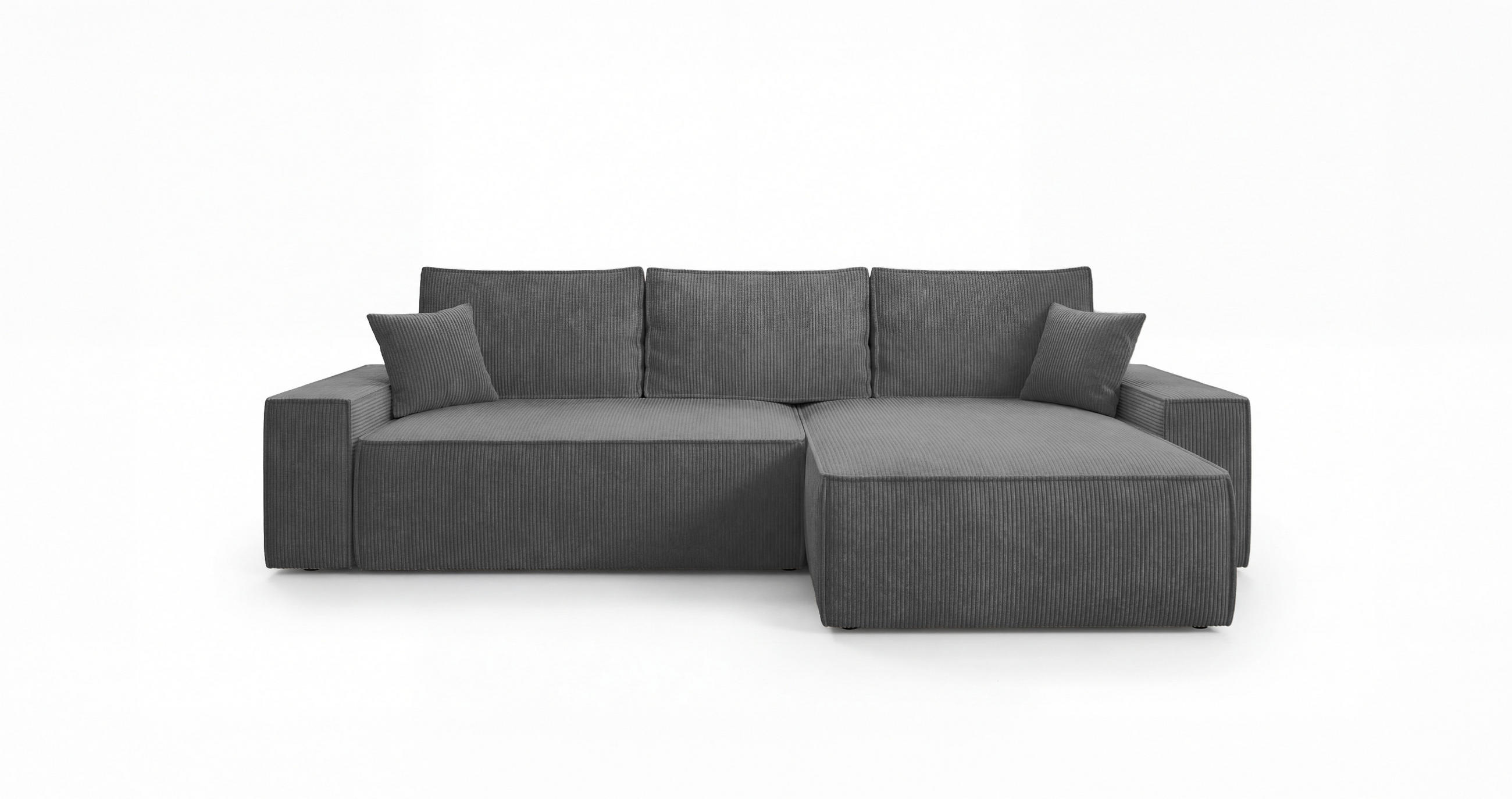 ECKSOFA California mit Schlaffunktion Hellgrau Rechts - Grau, Textil (280/184cm) - Cornero