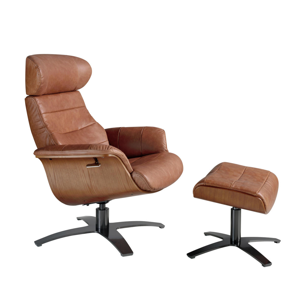 SESSEL Leder Braun und Grau 80 / 84 / 100 cm - Dunkelgrau/Braun, Leder (80/100/84cm) - ANGEL CERDA