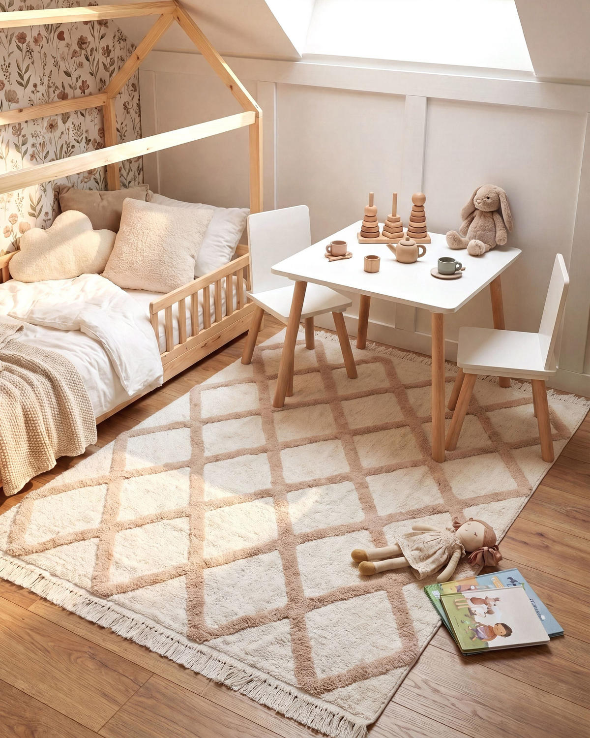 DĚTSKÝ KOBEREC Světle béžový 140/200 cm Bavlna Punsari - béžová, textil (140/200cm) - Beliani