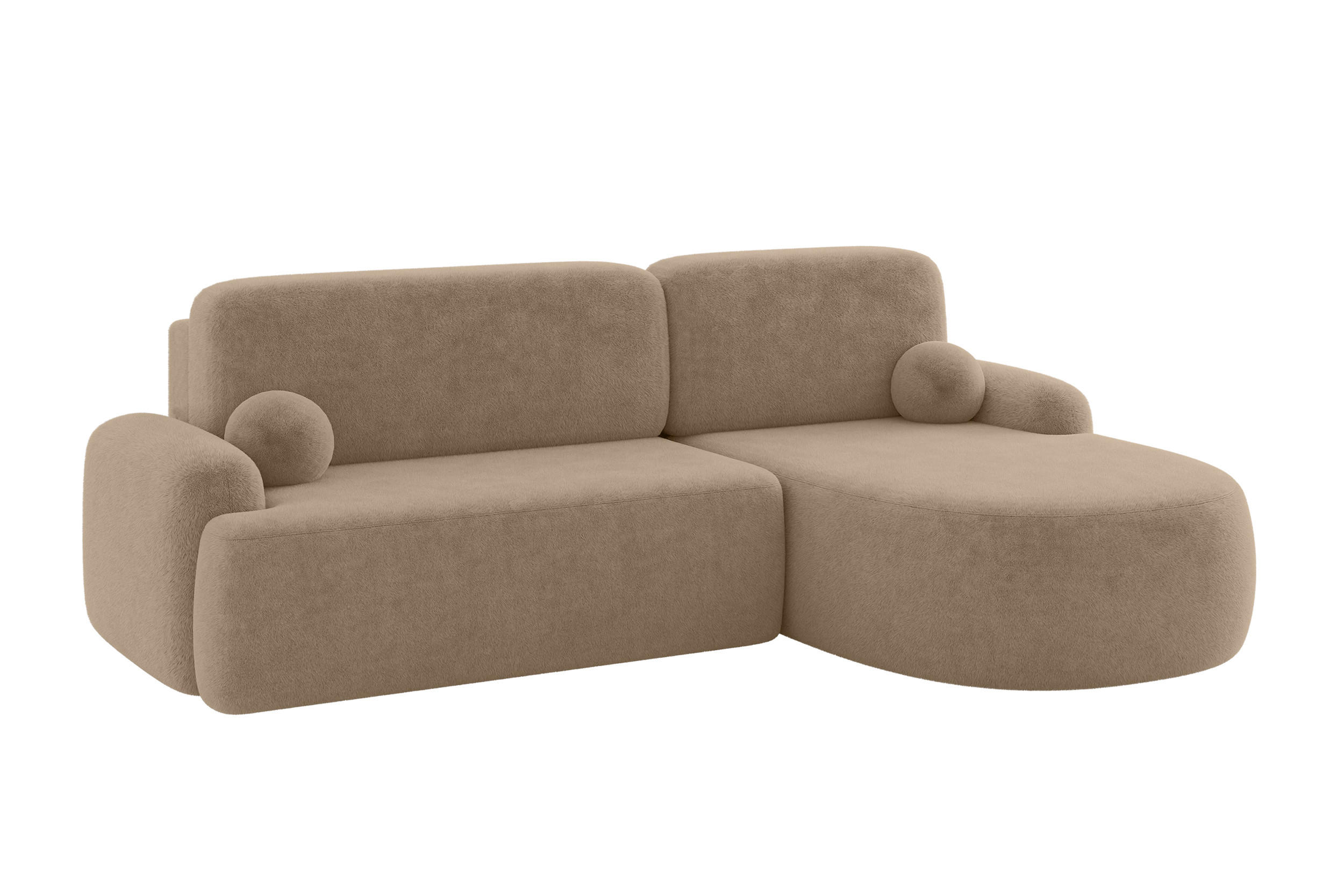 ECKSOFA mit Schlaffunktion und Bettkasten LIRA-L - 264x172x89 Beige - Beige, Holzwerkstoff/Textil (172/264cm) - ALTDECOR