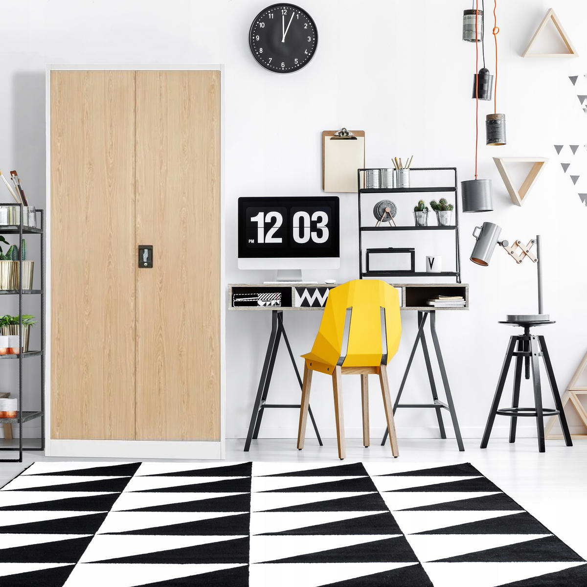 AKTENSCHRANK JAN H - Beige/Weiß, Metall (90/195/40cm) - Jan Nowak