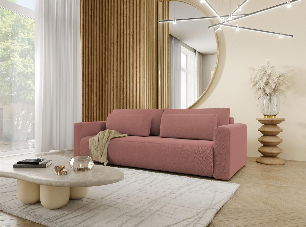 SOFA Schlafsofa Chaira - Rosa, Holzwerkstoff/Textil (238/85/103cm) - Fun Möbel