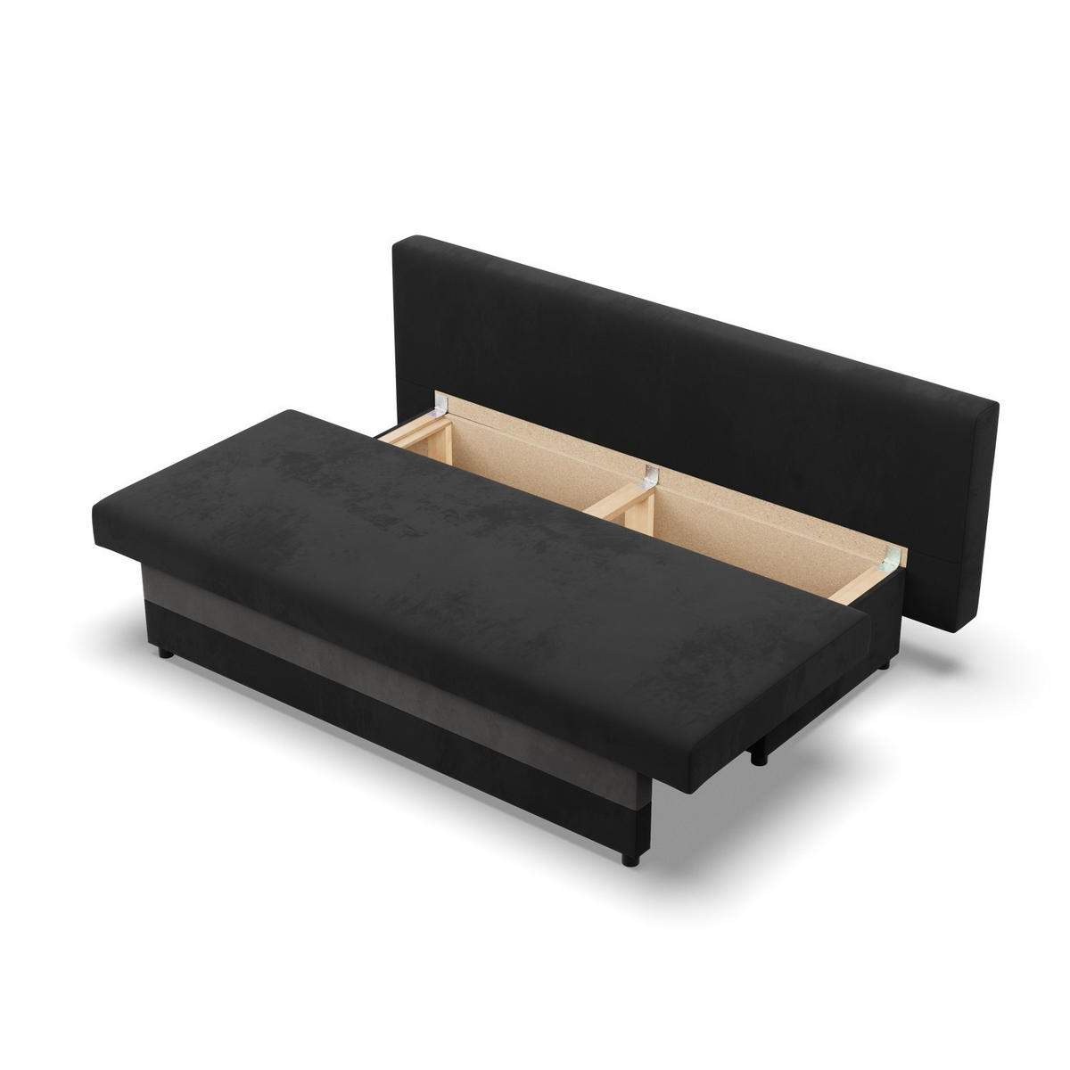 SOFA 3-SITZER MIT SCHLAFFUNKTION NOLA Schwarz/Grau - Schwarz/Grau, Textil (86/85/191cm) - Mebligo