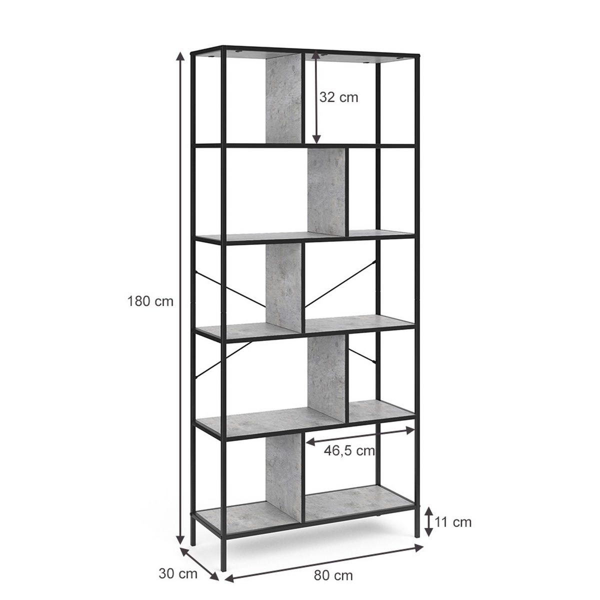 RAUMTEILER Fyrk Beton 80 x 180 cm - Grau, Holzwerkstoff (80/180/30cm) - Vicco