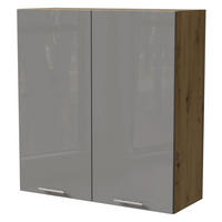 HÄNGESCHRANK Essen W4/90 Grau Hochglanz / Eiche Artisan Matt 90 / 32,5 / 96cm - Eiche Artisan/Grau, Holz/Holzwerkstoff (90/96/32.5cm) - Feldmann-Wohnen