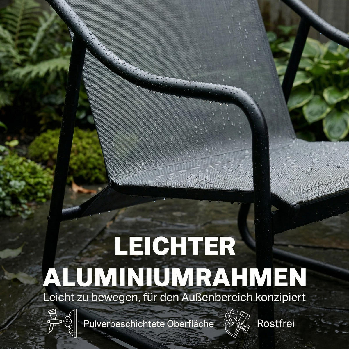 LOUNGESESSEL Aluminium Texteline Dunkelgrau - Dunkelgrau/Schwarz, Textil/Metall - Outsunny