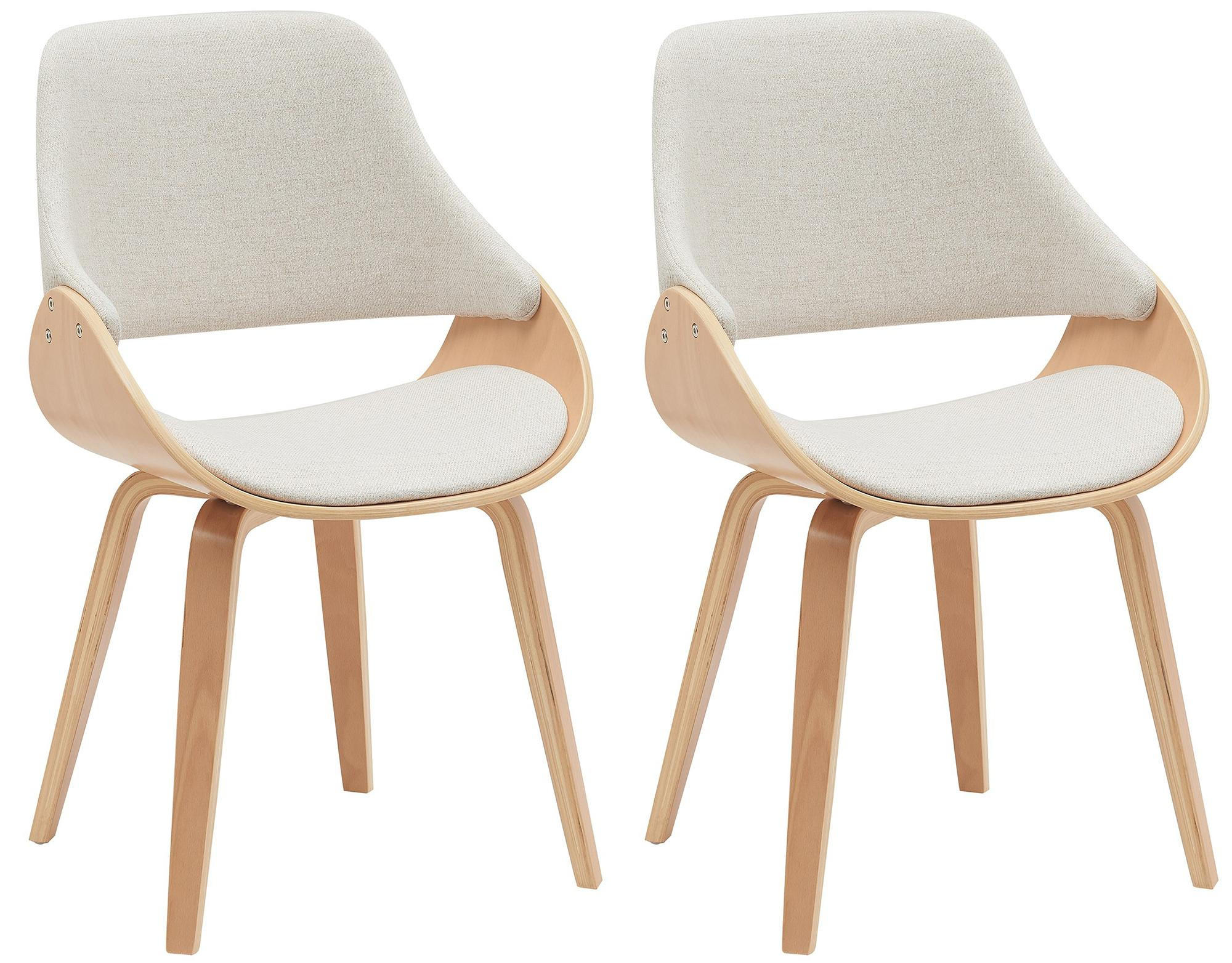 ESSZIMMERSTUHL 2er Set Stoff Natura/Creme - Eukalyptusholzfarben/Walnussfarben, Holz/Textil (52/86/54cm) - CLP