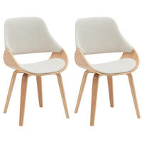 ESSZIMMERSTUHL 2er Set Stoff Natura/Creme - Eukalyptusholzfarben/Walnussfarben, Holz/Textil (52/86/54cm) - CLP