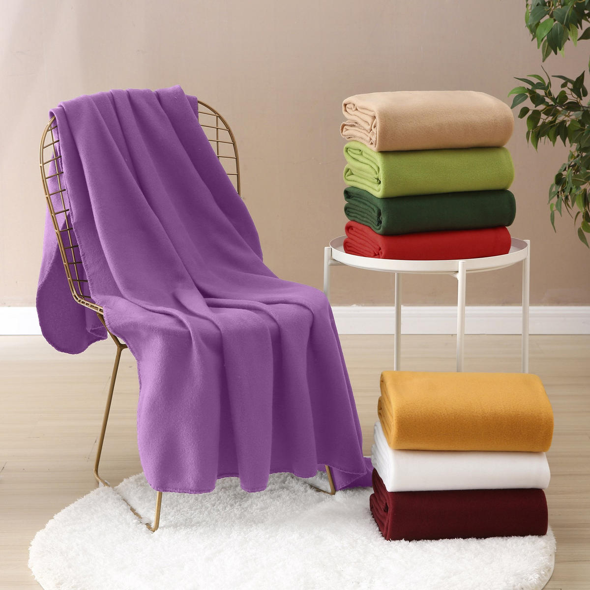 FLEECEDECKE lila 130/160 cm Kettelrand Anti-Pilling - Lila, Textil (130/160cm) - wometo