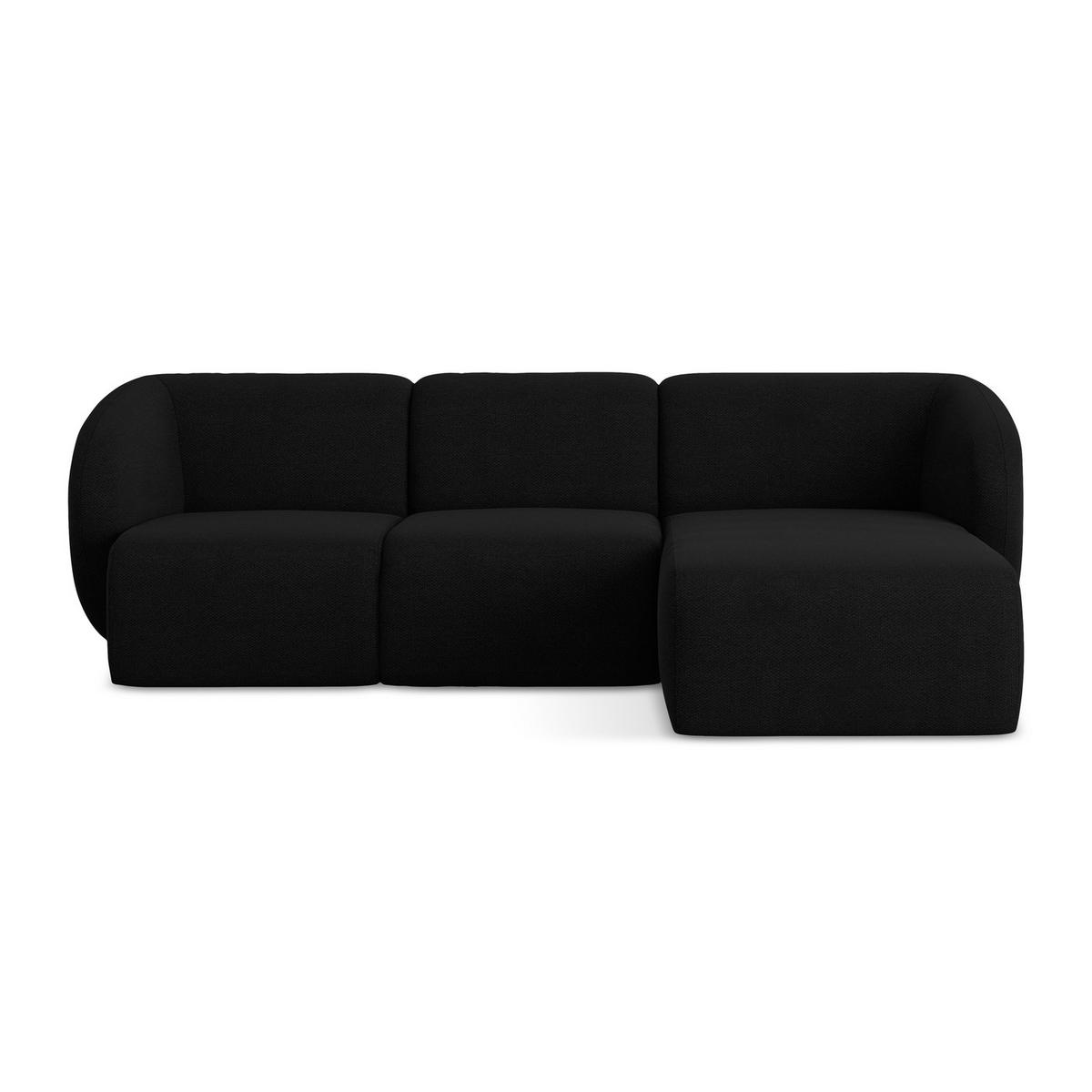ECKSOFA Rechts Bouclé Stoff Schwarz - Schwarz, Holzwerkstoff/Kunststoff (248/166cm) - LaMiaSofa