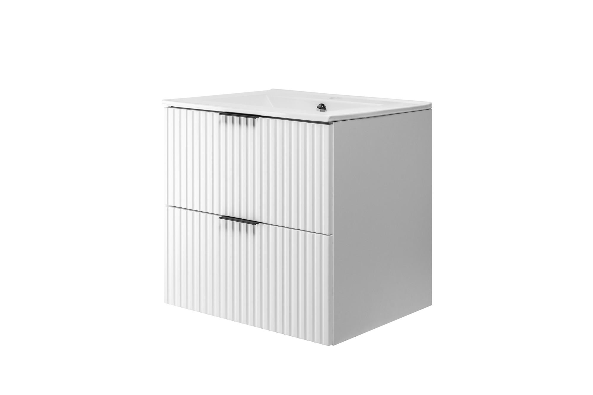 WASCHBECKUNTERSCHRANK FLOW + Waschbecken Weiß matt 60/57/46 cm - Weiß, Holzwerkstoff (60/57/46cm) - Rodan
