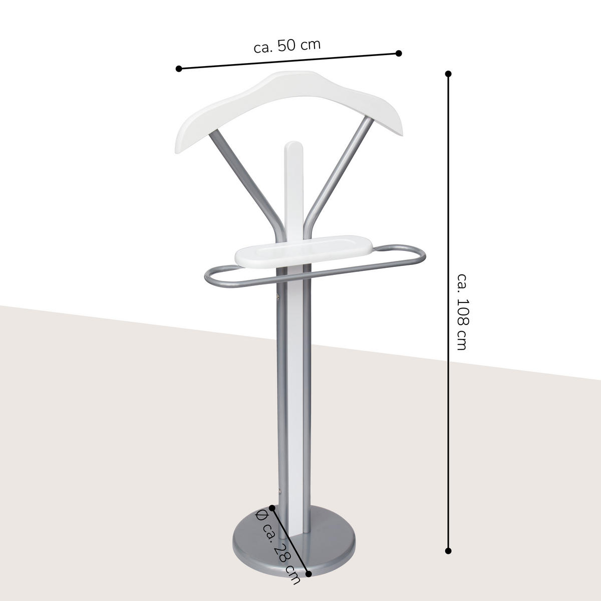 KLEIDERBUTLER, weiß - Hellgrau, Metall (50/108/28cm) - bremermann