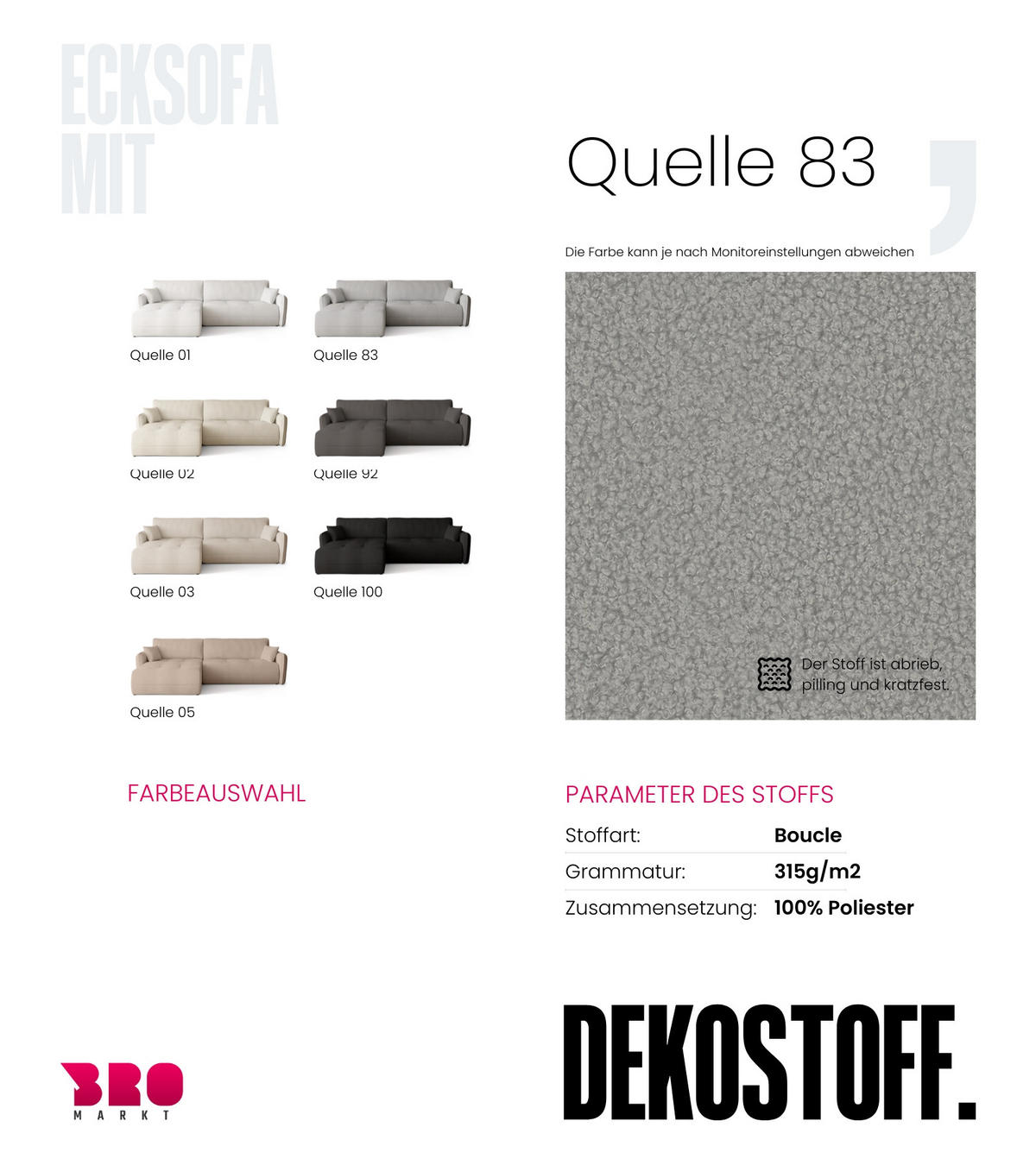 ECKSOFA CLAUDIO mit Schlaffunktion Grau - Grau, Textil (263/150cm) - Bromarkt