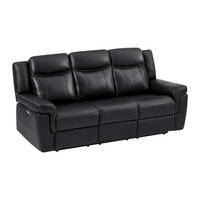 RELAXSOFA elektrisch 3-Sitzer - Leder - Schwarz - mit Getränkehalter - KENNETH - Schwarz, Leder (204/98/93cm) - Vente-Unique