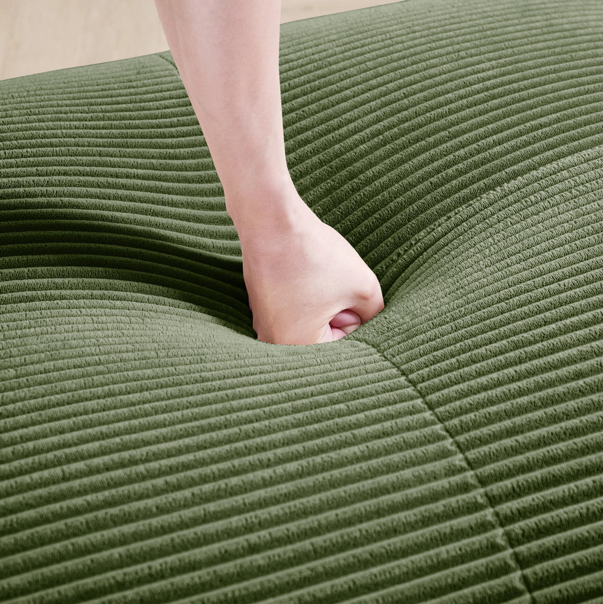 SOFA modular Ecksofa Cordstoff Green montagefrei - Grün, Kunststoff (178/388cm) - Meubliv