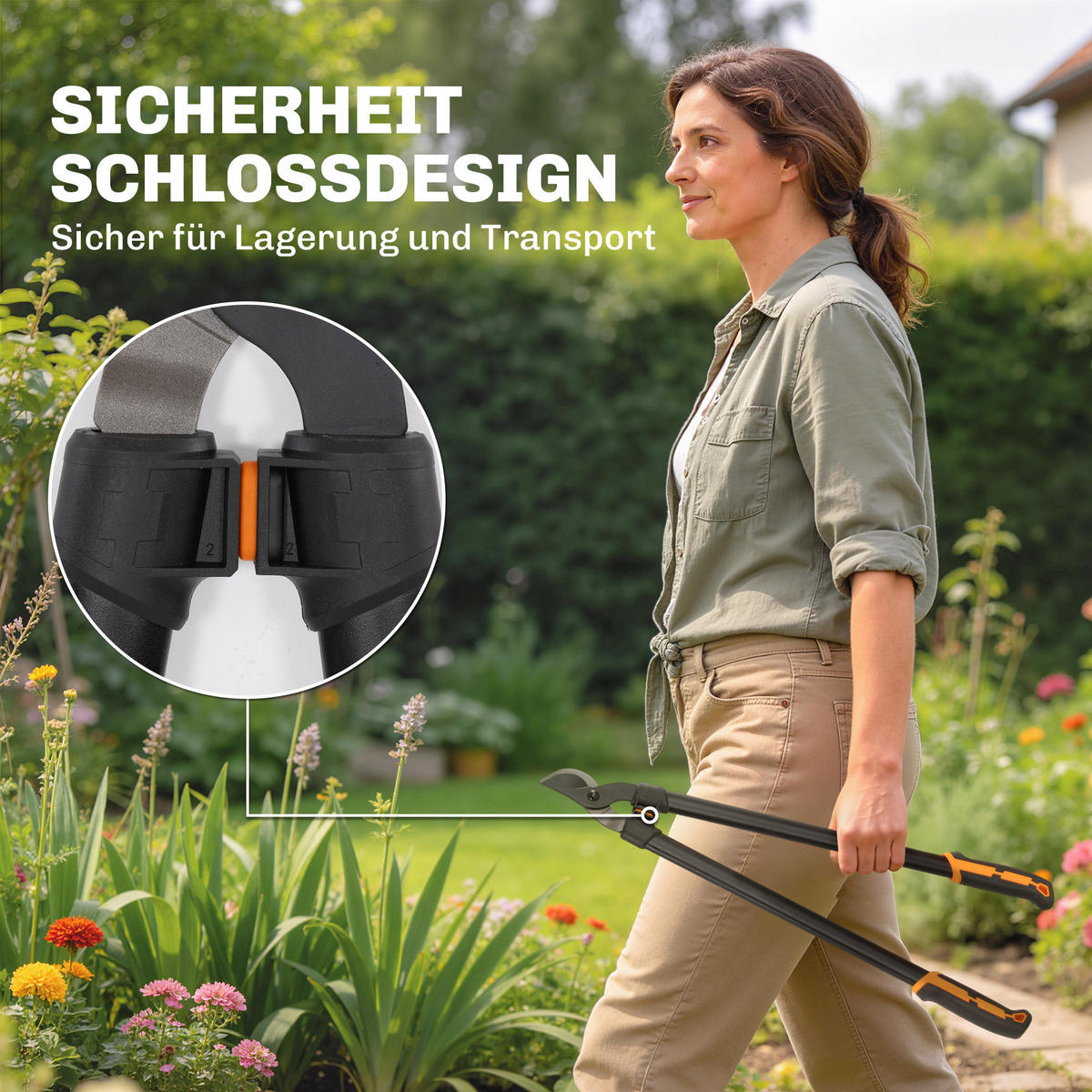 GARTENSCHEREN-SET DE-10304 2-teilig mit Ast- und Baumschere - Orange, Metall (24/2.5/69.5cm) - ComfortXL