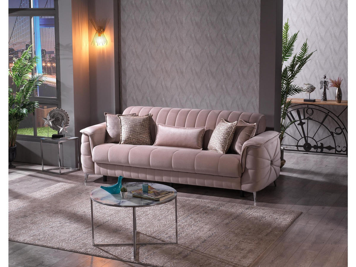 SITZGARNITUR Osorno, Beige Stellvariante 3+1+1 - Beige, Holzwerkstoff/Kunststoff (240/80/100cm)