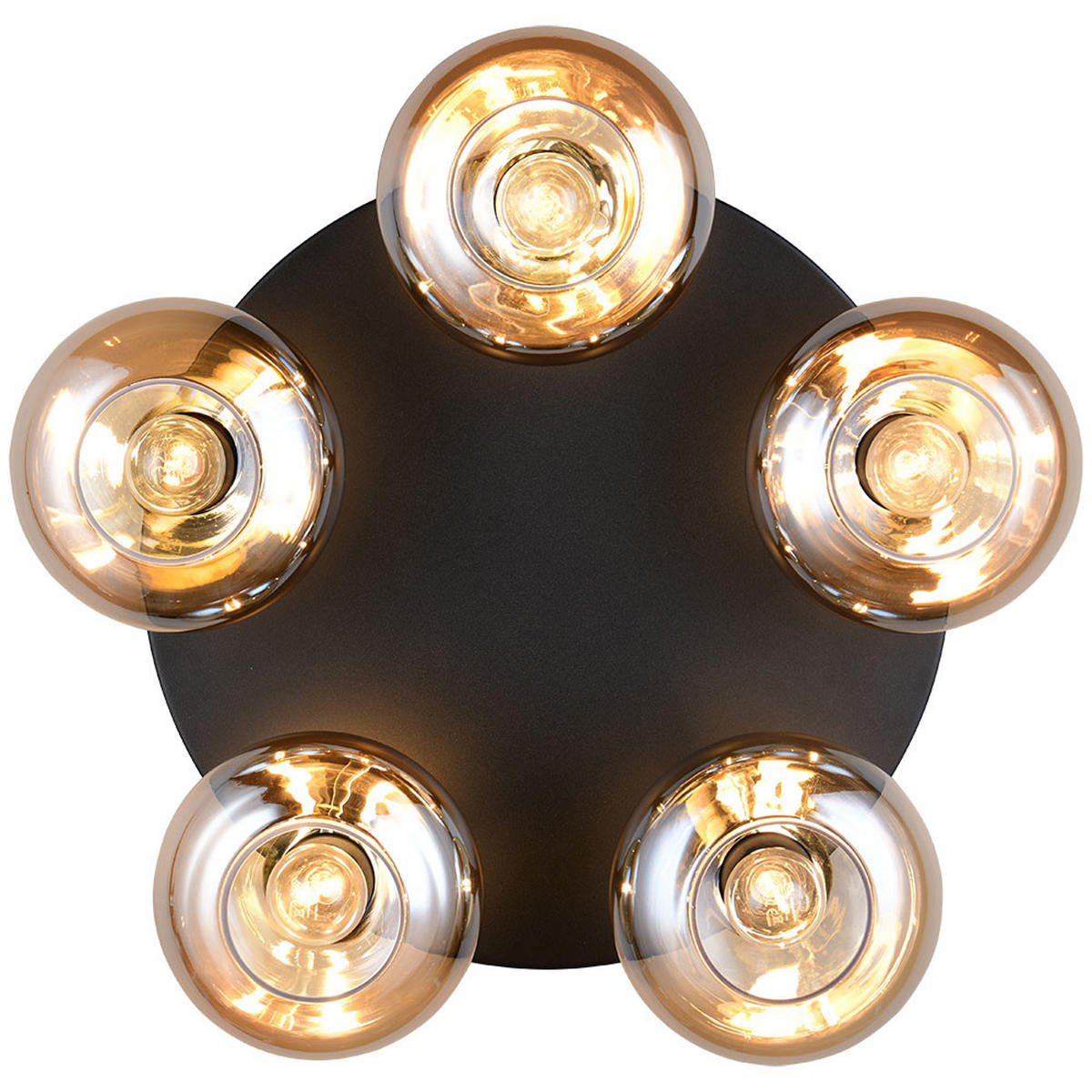 DECKENLEUCHTE DIVINA Glas Amber Schwarz - Schwarz, Glas (49/49/15cm)