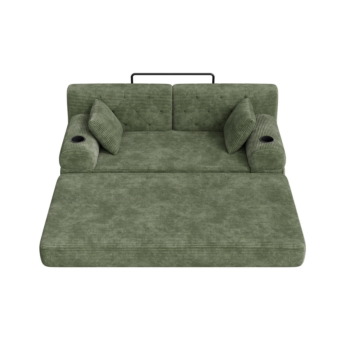 PAT SUPRAETAJAT METALIC, negru, 90x200cm, cu birou și raft - verde, material textil (168/81/80cm) - Urban Meuble