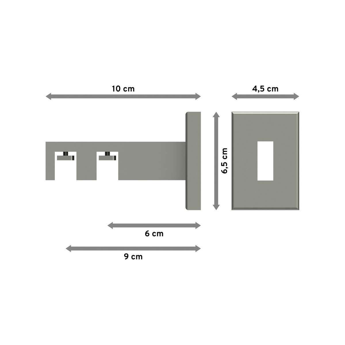 TRÄGER FÜR INNENLAUFSTANGEN 14x35 mm, Smartline 2-läufig, Edelstahl-Optik - Edelstahlfarben, Metall (10/6.5/4.5cm) - INTERDECO