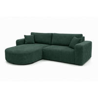 ECKSOFA Mit Schlaffunktion, Cordstoff Tilia, Grün, Links, ROUND ONE - Grün, Holz (244/175cm) - Kaiser Möbel