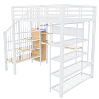 HOCHBETT 140/200 cm DE-32559 mit Schreibtisch, LED und Steckdose Weiß - Weiß, Metall (140/200cm) - ComfortXL