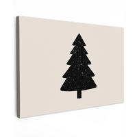 LEINWANDBILD Weihnachtsbaum - Schwarz - Urlaub - Beige XXL 150x100 cm - Schwarz, Textil (150/100cm) - MuchoWow