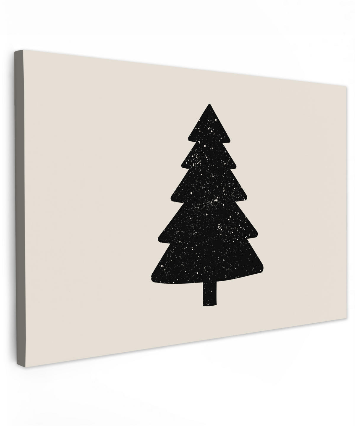 LEINWANDBILD Weihnachtsbaum - Schwarz - Urlaub - Beige XXL 150x100 cm - Schwarz, Textil (150/100cm) - MuchoWow