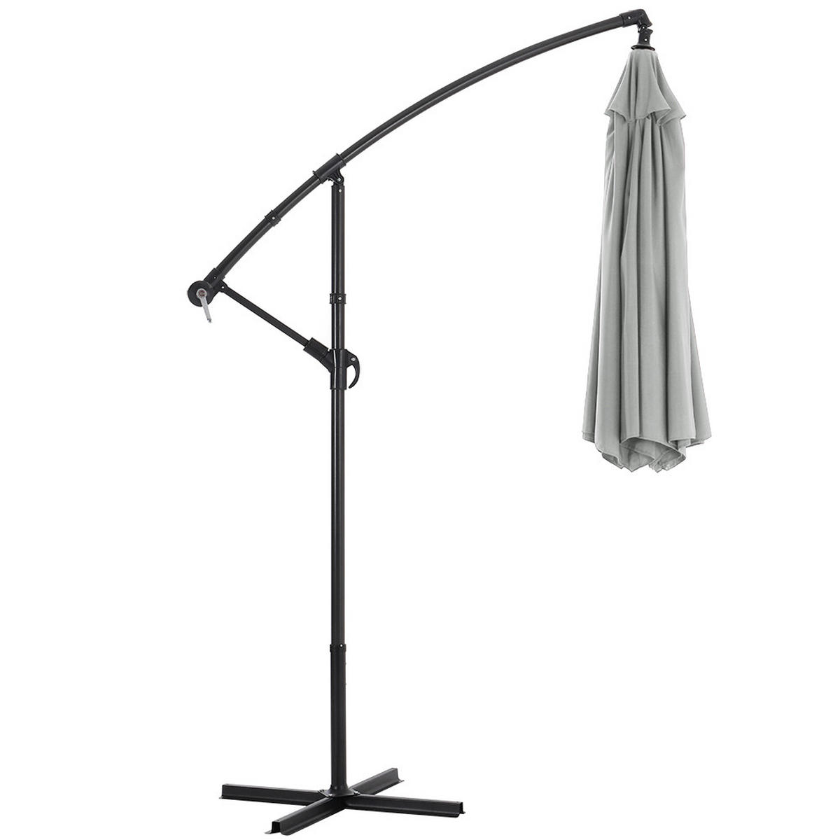 AMPELSCHIRM aus Polyester Metall in Hellgrau mit den Kreuzständer aus Metall drehbar 360° neigbar 60° 3 x 2.6m - Grau, Metall (300/240cm) - Livingandhome