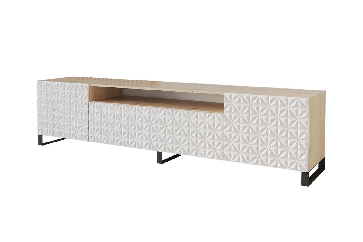 LOWBOARD VIRA-S 200x53x41 cm - Artisan / Weiß - Schwarz/Weiß, Holzwerkstoff (200/53/41cm) - ALTDECOR