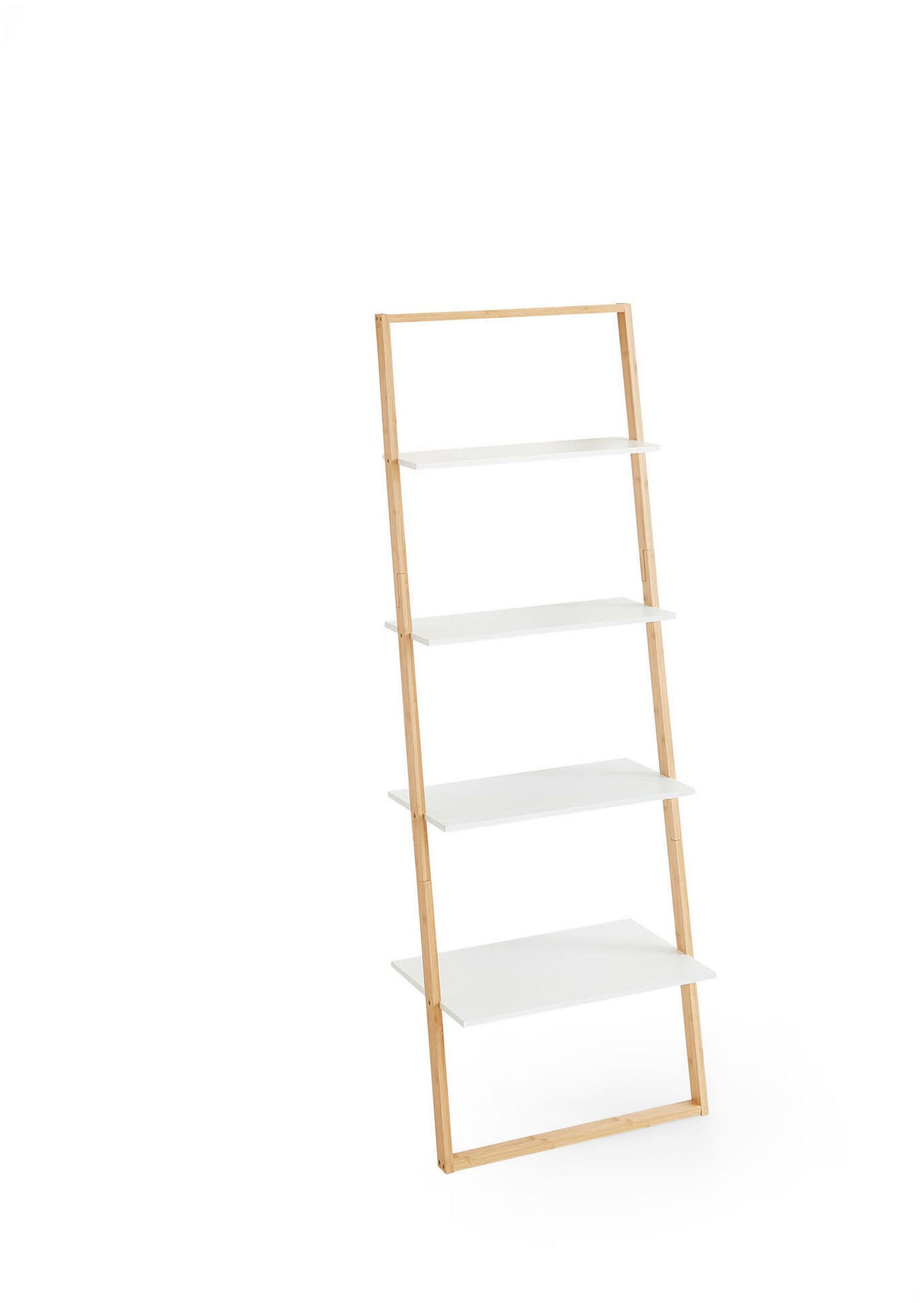 LEITERREGAL weiß/ Bambus - Weiß, Holz (61.3/164/36.5cm) - Xonox