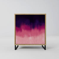 SIDEBOARD AURORA BOREALIS, Eichefarben, 57,5x42x67,5 cm, Schwarze Metall-Rahmenfüße - Eichefarben/Multicolor, Holzwerkstoff/Metall (57.5/67.5/42cm) - SpaceRebels