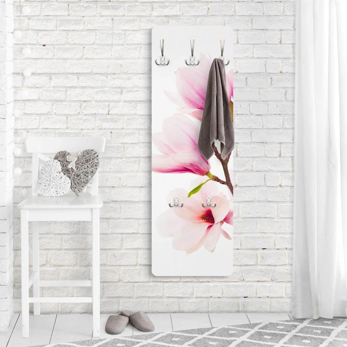 WANDGARDEROBE - Zarter Magnolienzweig 34/105 cm - Rosa, Holzwerkstoff (34/105/1.6cm) - Bilderwelten