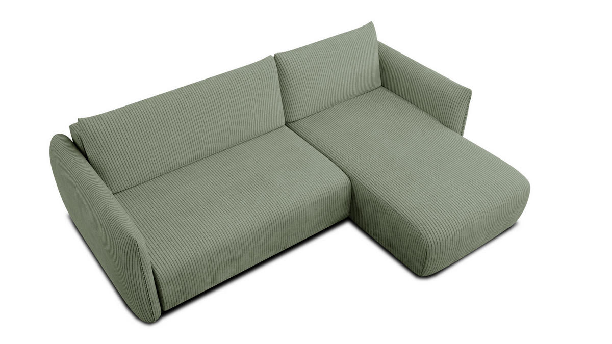 ECKSOFA TAUER 3-Sitzer links, mint - Schwarz/Grün, Holz/Textil (248/173cm) - Courtois Laville