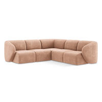 ECKSOFA Chenille Stoff Pink - Koralle/Schwarz, Holzwerkstoff/Kunststoff (251/251cm) - Makamii