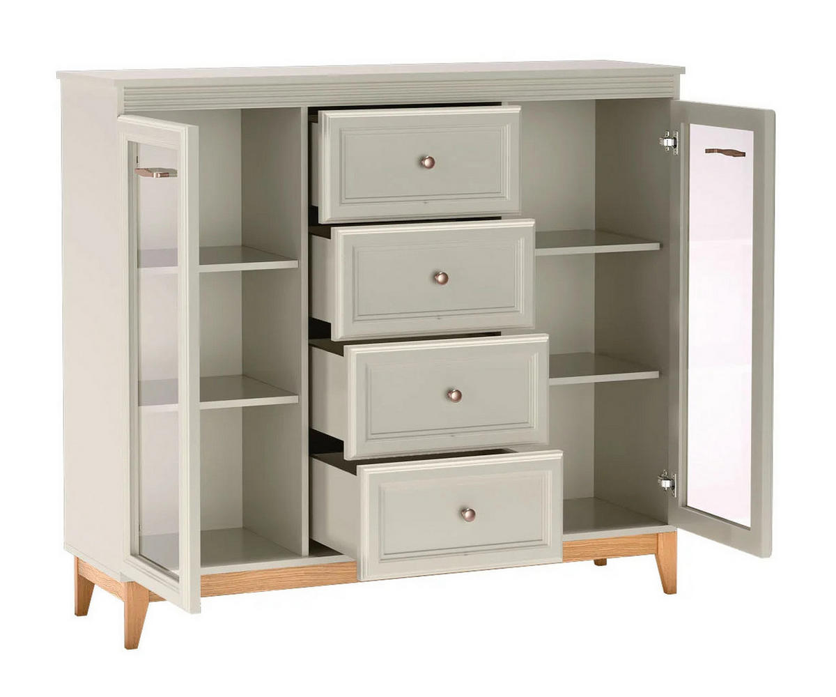 VITRINESCHRANK WINDSOR W-7 - Kaschmir, Holzwerkstoff (142/126/41cm) - Meblini