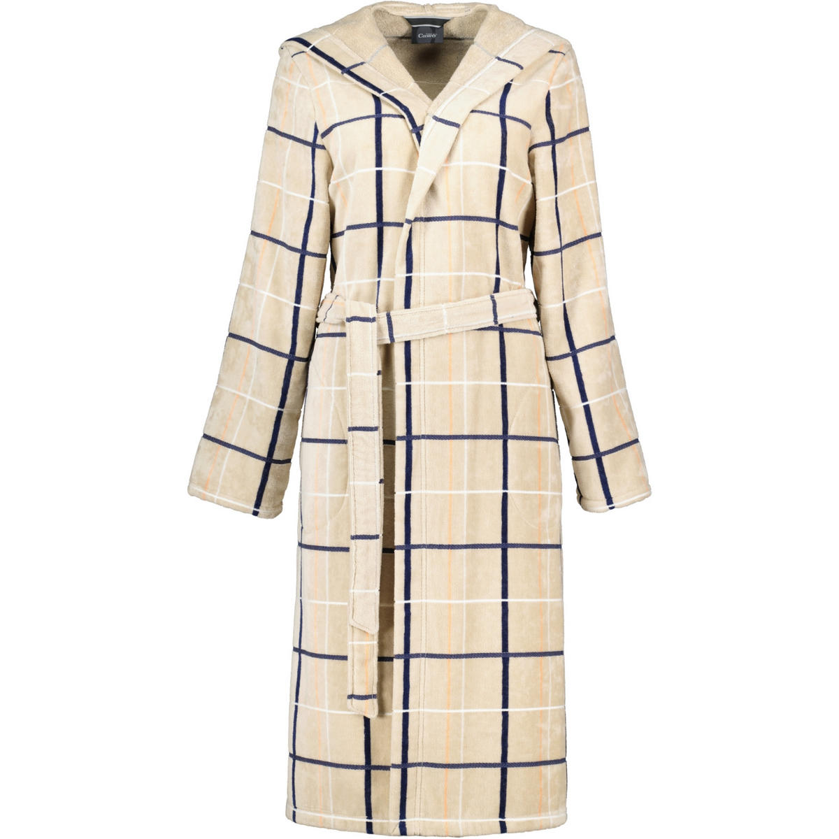 BADEMANTEL DAMEN KAPUZE KARO 4348 SAND-MARINE - 31 - Beige, Textil (Snull) - Cawoe