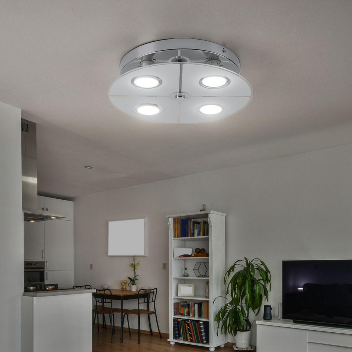 LED DECKENLEUCHTE RENE Metall Silber 2er Set - Silberfarben, Glas (30/30/7.5cm) - Globo Lighting