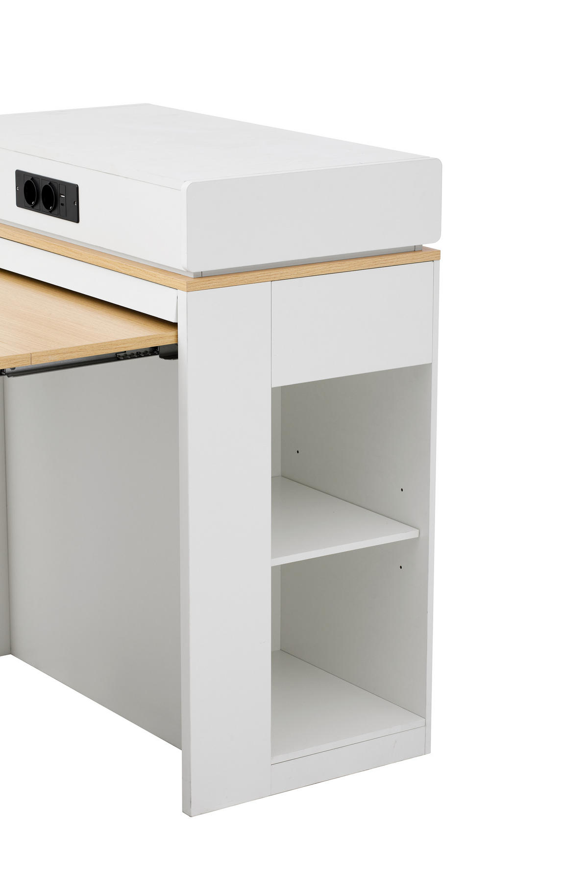 KÜCHENINSEL 83x46-146.5x96 cm Weiß mit Fluted Glas & Ladestation - Weiß, Holzwerkstoff (146.5/96/83cm) - Modfu