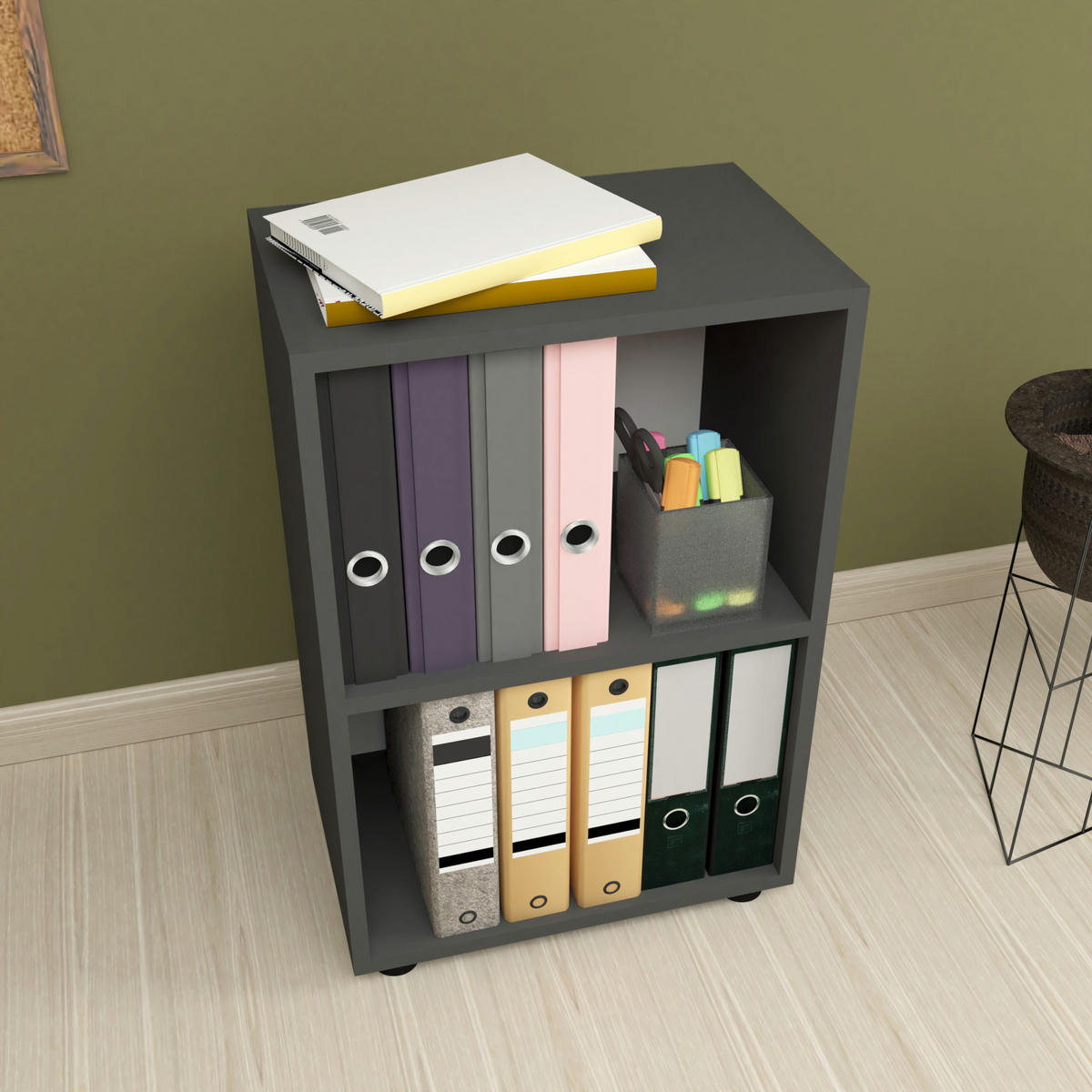 BÜCHERREGAL Vara - Anthrazit, Holzwerkstoff (49/74/30cm) - [en.casa]