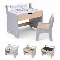 KINDERTISCH mit Stuhl grau(2-tlg) - Grau, Holzwerkstoff (61.5/59/47cm) - COSTWAY